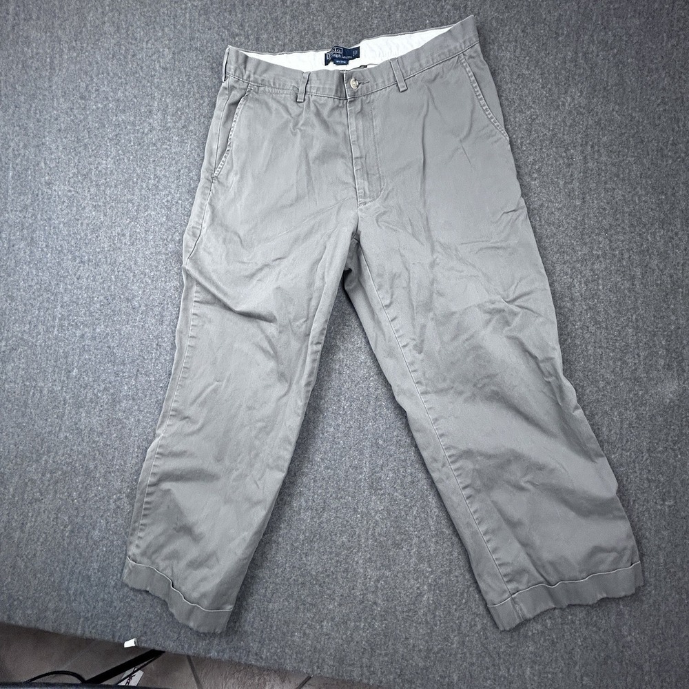 Polo Ralph Lauren Classic Chino Men's Pants 35 Gray Cotton Hemmed 24" Inseam